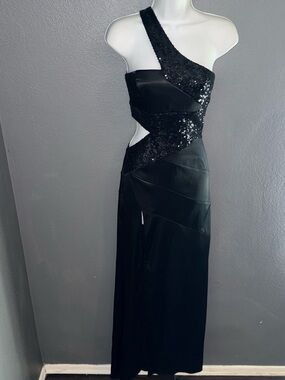 Windsor Formal Black Maxi Cut Out Sequin Prom Dress Womens Small 5/6
